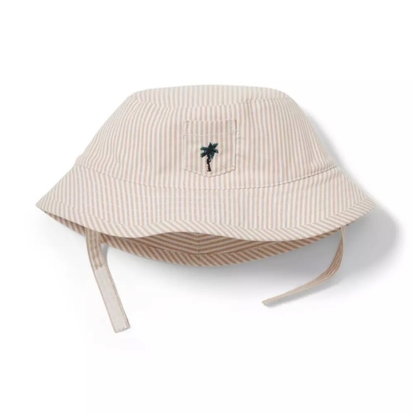 NWT Janie and Jack Gingham Bucket Hat & NWT Striped Palm Bucket Hat White 3-6M - Picture 2 of 14